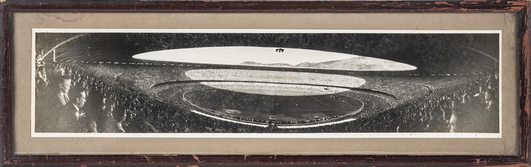 Panoramic Photograph of Maracana Stadium In 26x8 Framed Display With World Cup Final Maracanazo Ticket (Letter of Provenance)